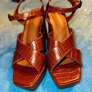 Olivia Cross Strap Block Heels